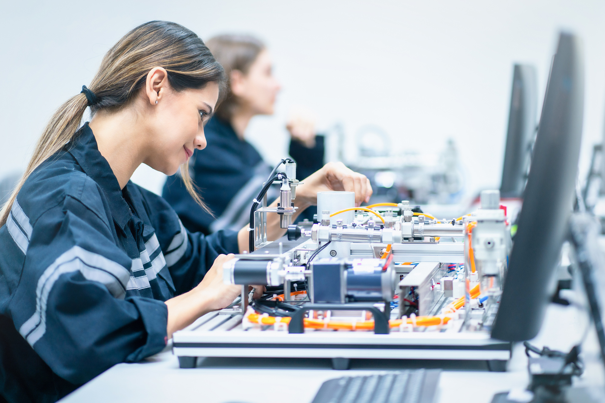 woman working with robot