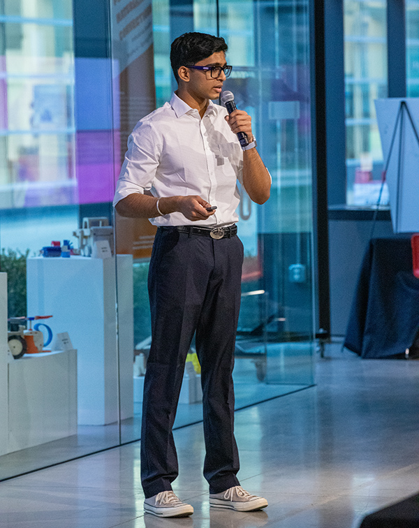 Student speaking to an audience