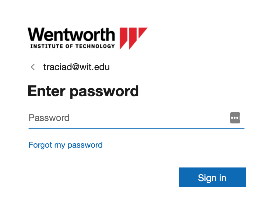 Wentworth password screen