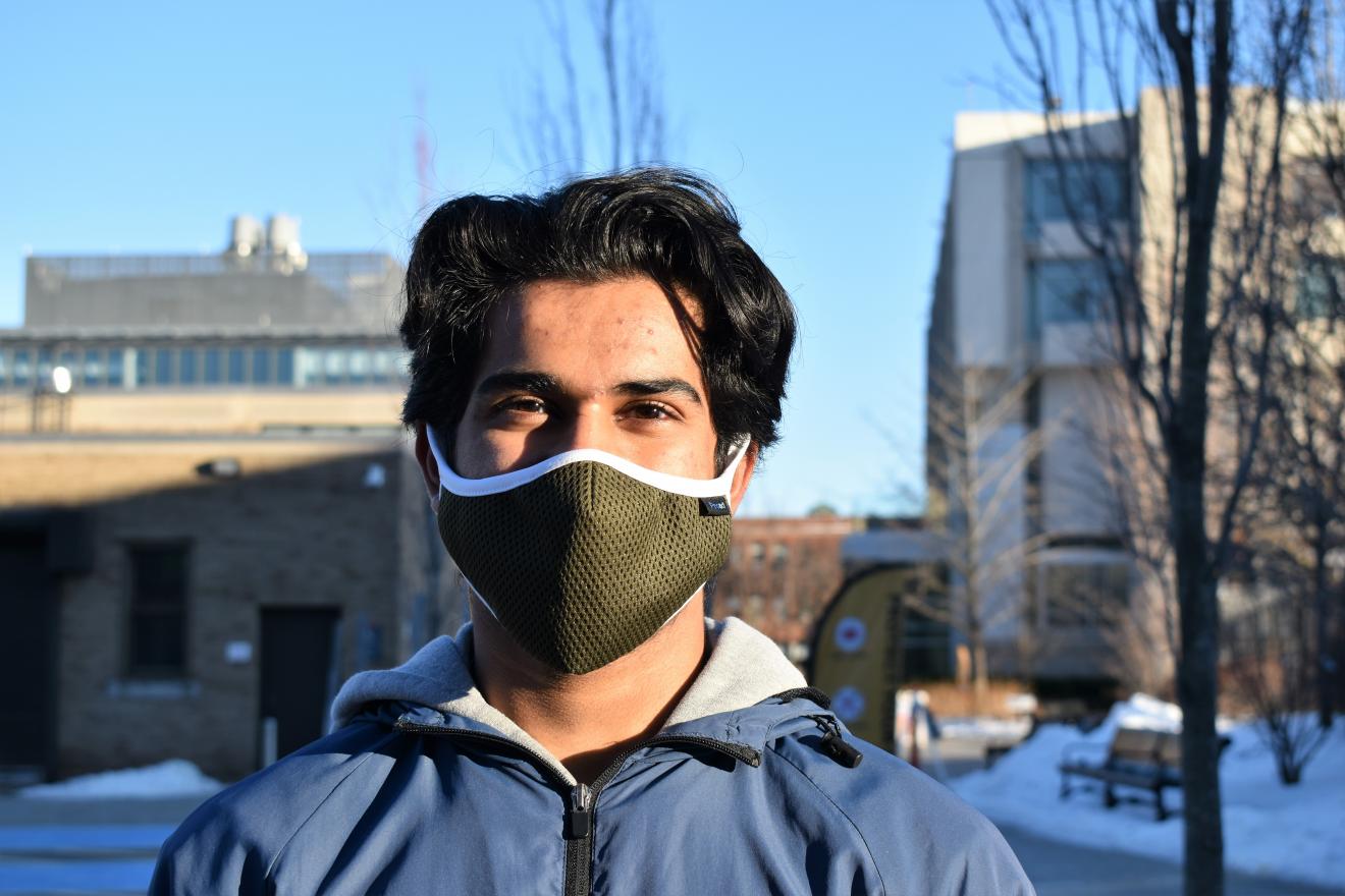 man wearing mask outside