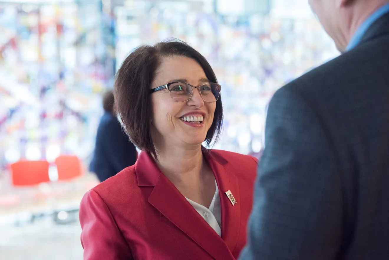 President Pantic talking to someone