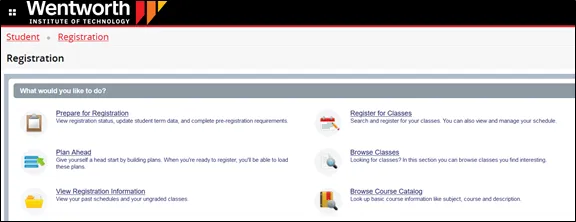 Registration Menu