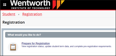 Registration Main Page