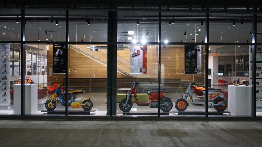 scooters as pictured in a display window