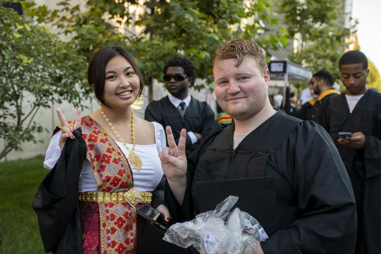 students in graduation gowns