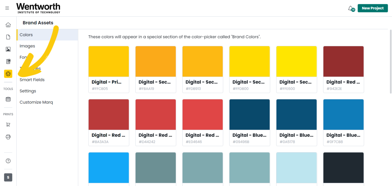 Graphic showing where to find Brand Assets in MarCom On-Demand