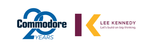 Commodore Builders 20 years logo and Lee Kennedy logos