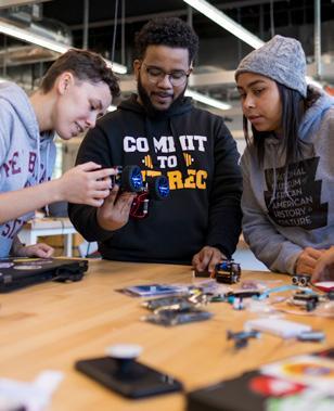 students working at a table