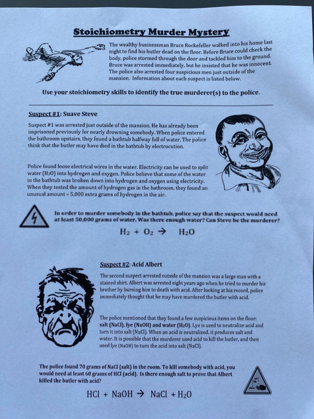 piece of paper explaining the rules to a murder mystery game