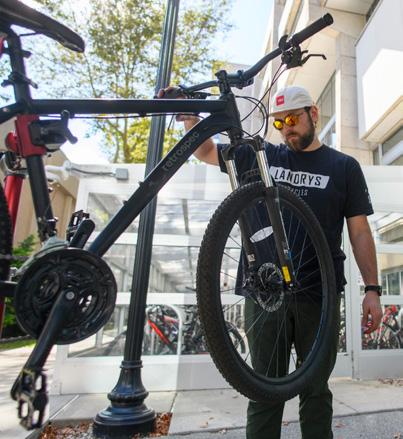 man working on a bicycle