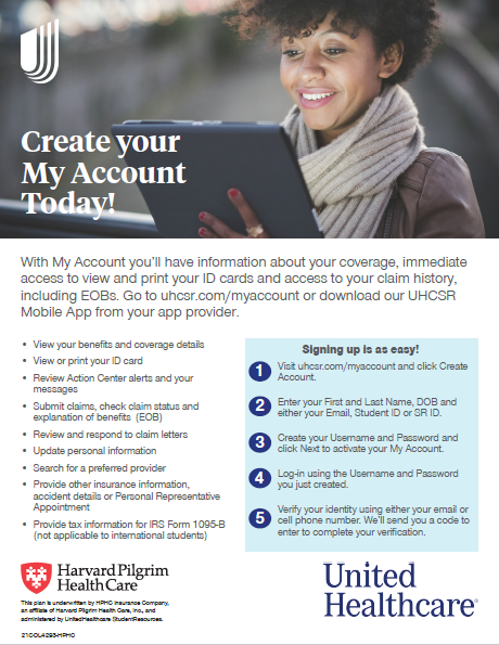 Flyer explaining how to sign up for a MyAccount on UHCSR