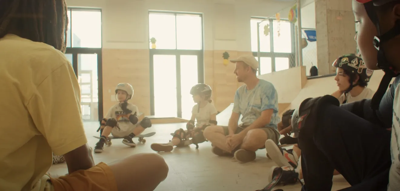 an indoor skate park