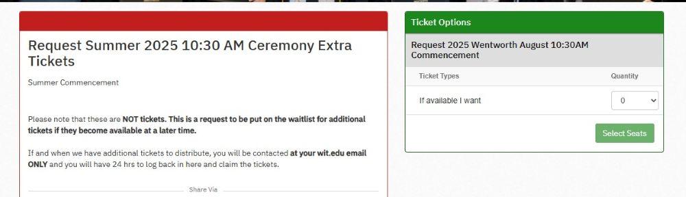 extra ticket summary page