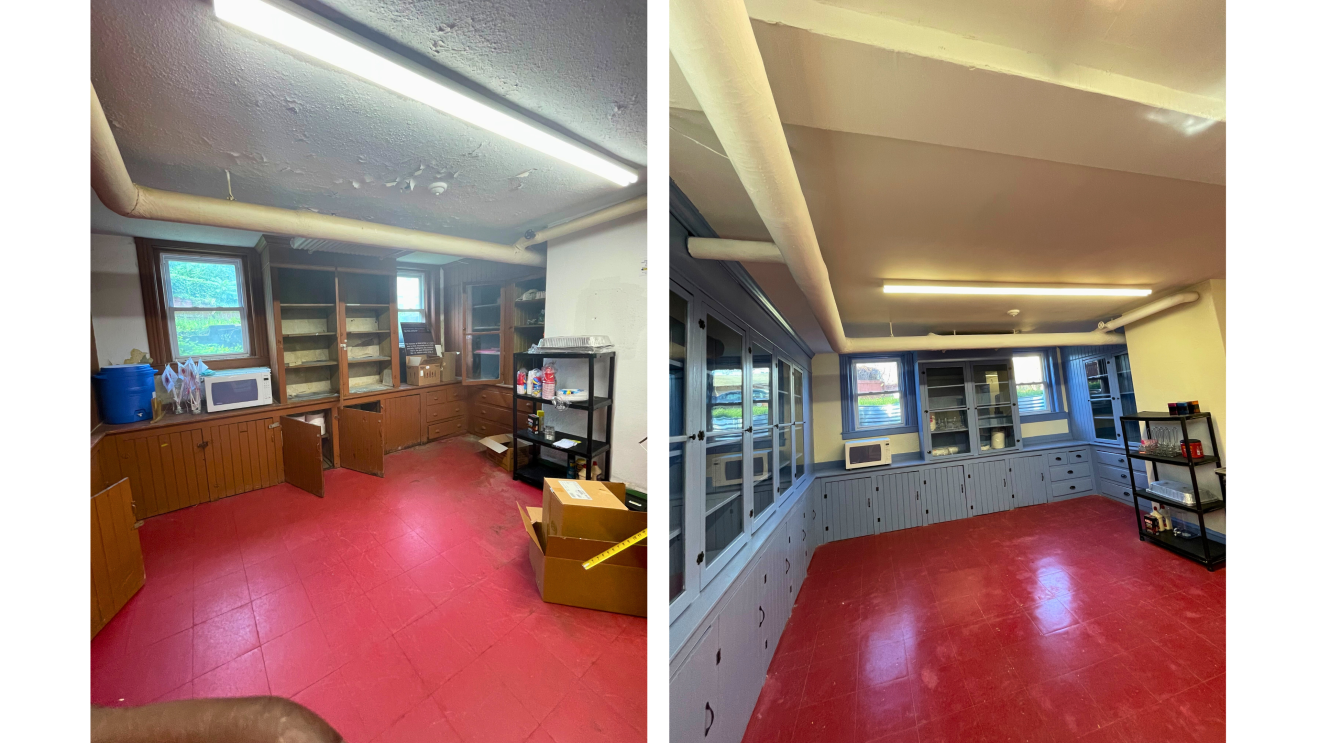 before and after shots of a kitchen remodeling