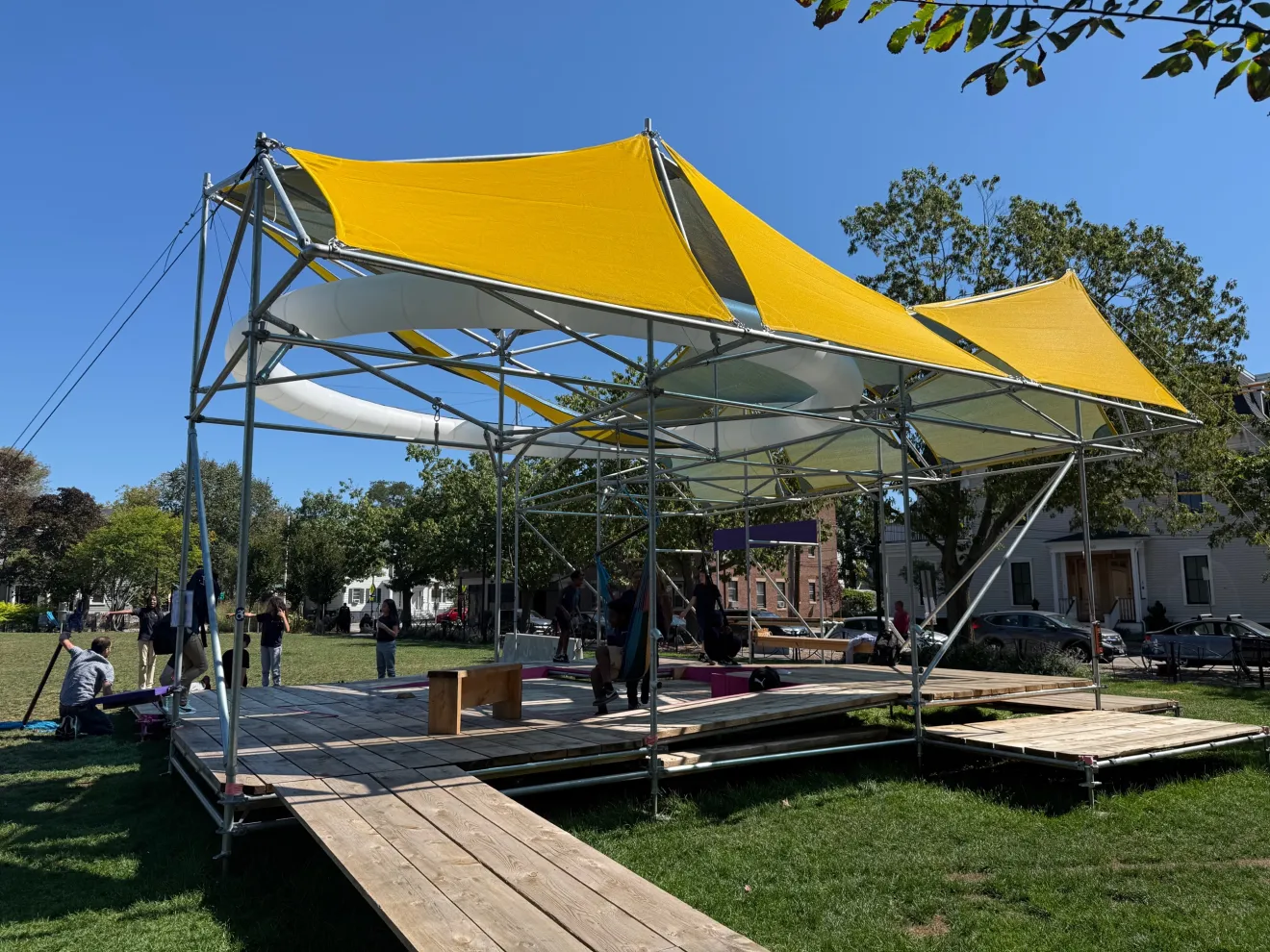 a shaded area in a park
