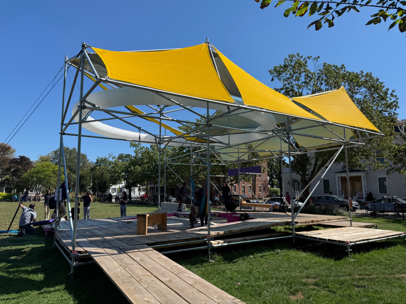 a shaded area in a park