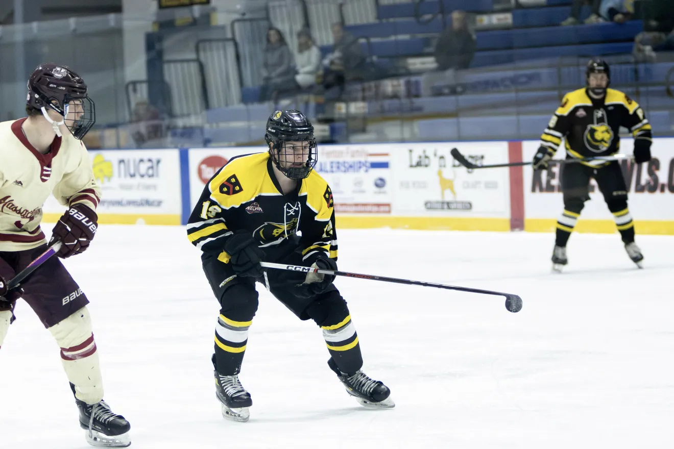 people in hockey uniforms playing on the ice