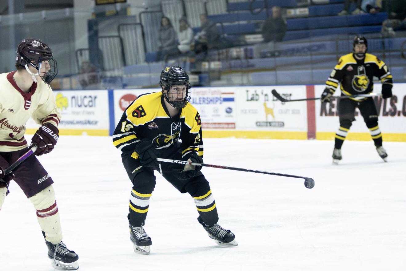 people in hockey uniforms playing on the ice