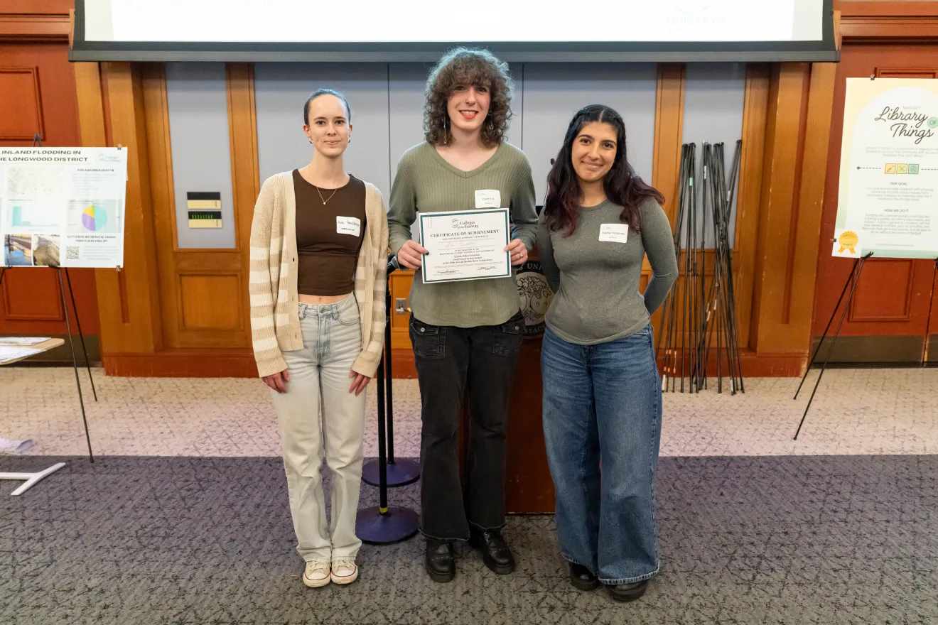 students standing in front of a poster