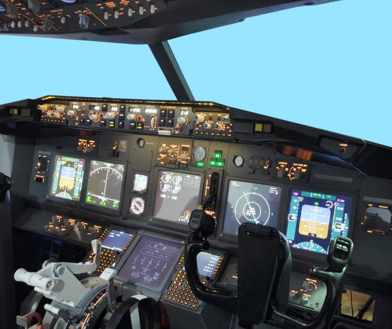 Stock image of a flight simulator from the interior