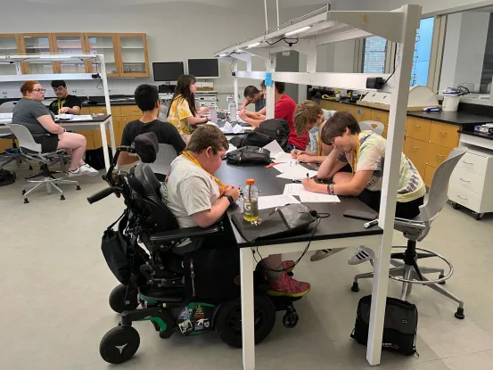 Students working in the engineering labs on hands on activities