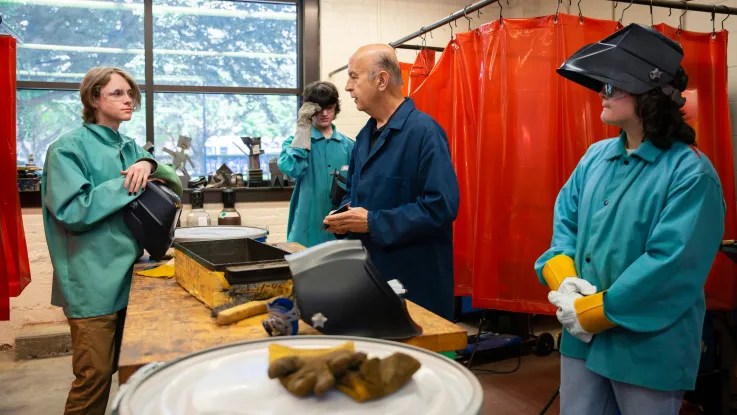 Students in the foundry