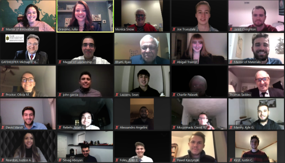 faces of people seen on a virtual conference call
