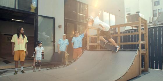 skateboarders on a ramp