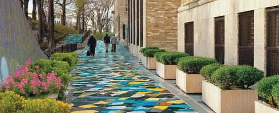 a rendering of a colorful walkway entitled the mosaic 