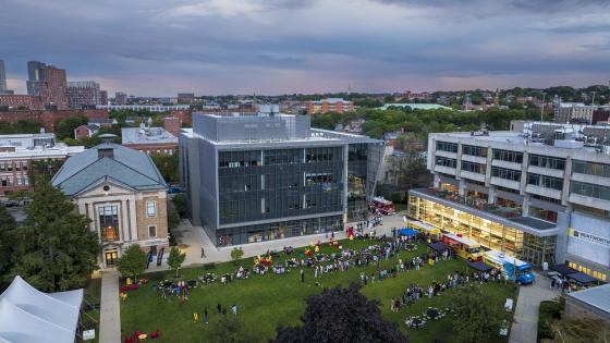 aerial shot of a college campus