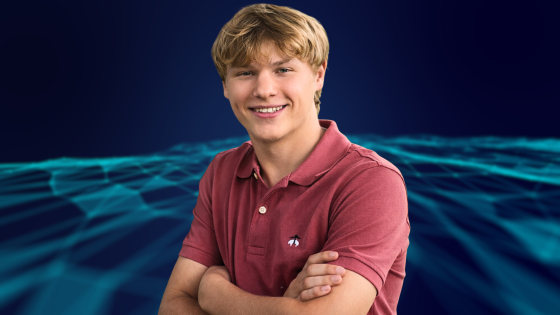 portrait of a man in front of an ai style background