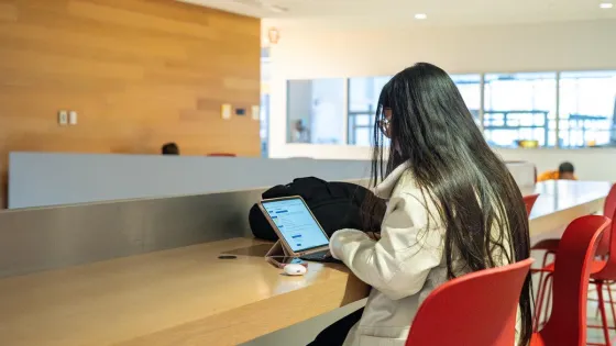 Student at a laptop