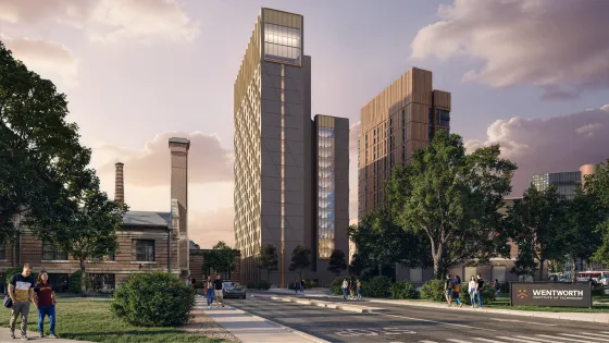 a rendering of a new residence hall