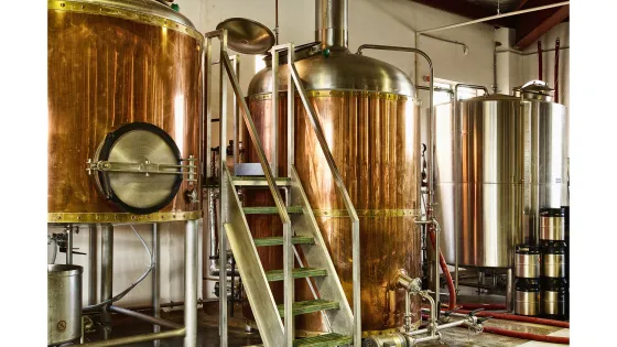 metal tanks in a brewery