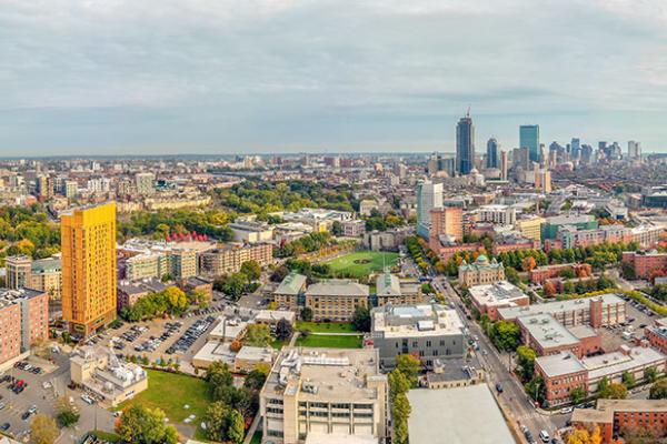 Aerial view of Wentworth's campus