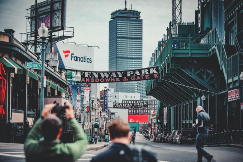 View outside Fenway Park Stadium in Boston.