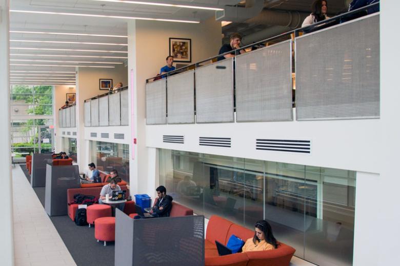 The interior of the Beatty Hall seating area. 