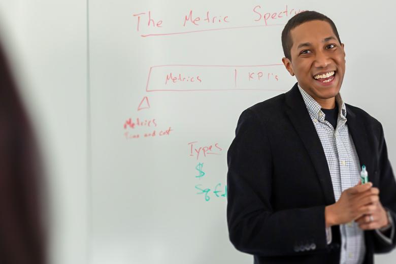 Man standing in front of whiteboard