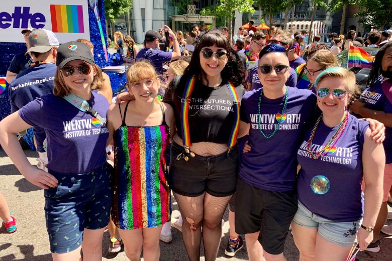 students at the Boston Pride parade