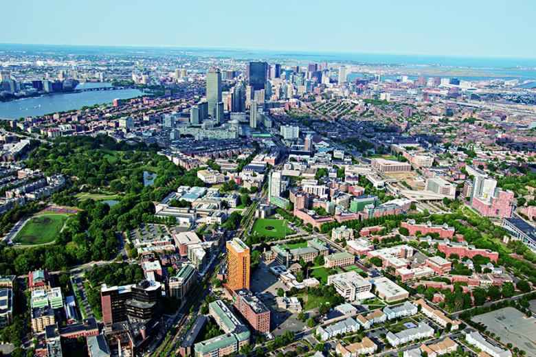 Aerial shot of Wentworth's campus