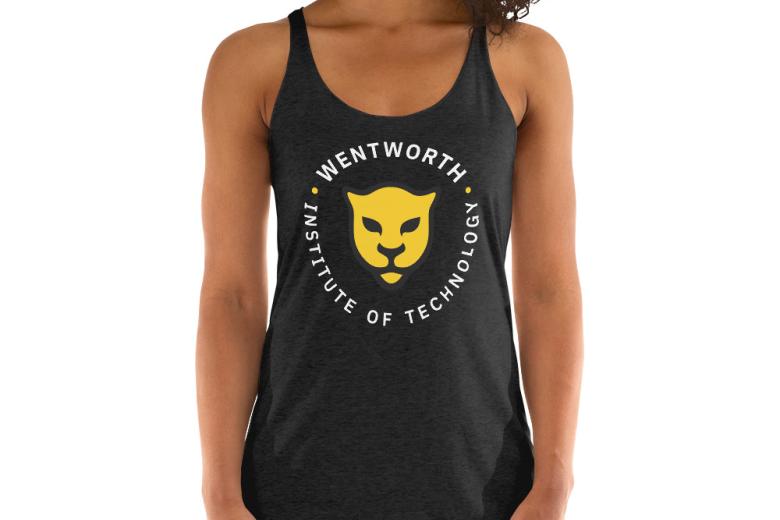Woman wearing black Wentworth branded tank top