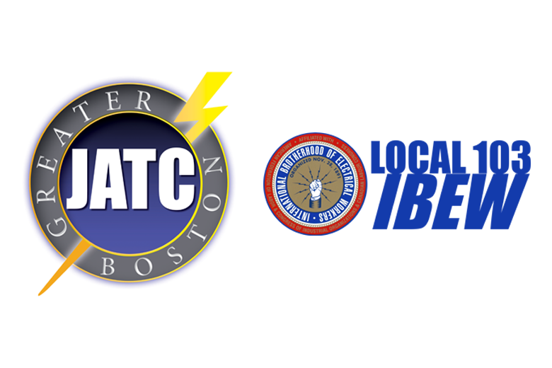 Logos side by side for the JATC Greater Boston and IBEW Local 103 Union