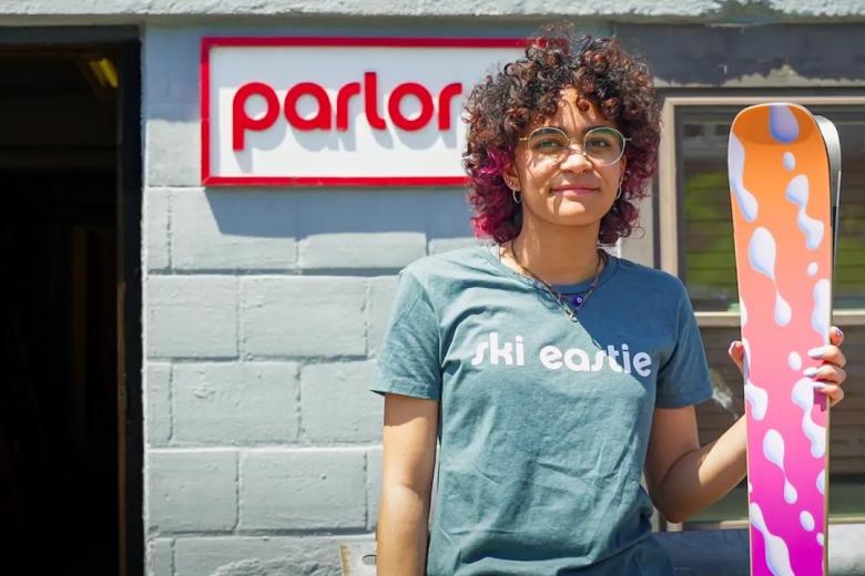 Zoe Graham stands in front of Parlor Skis where held a co-op during her Junior year