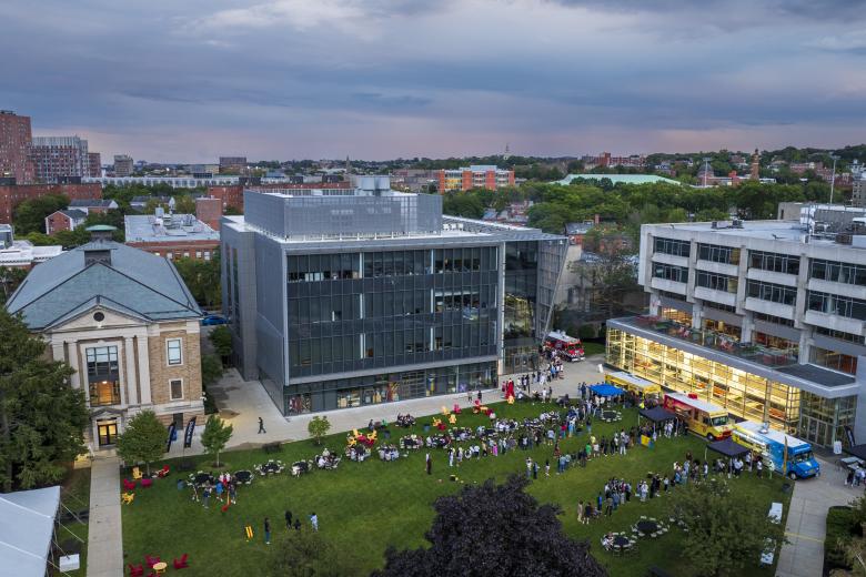 aerial shot of a college campus