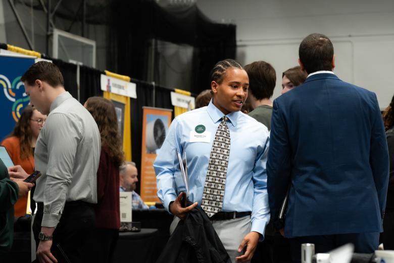 Student at a coop event
