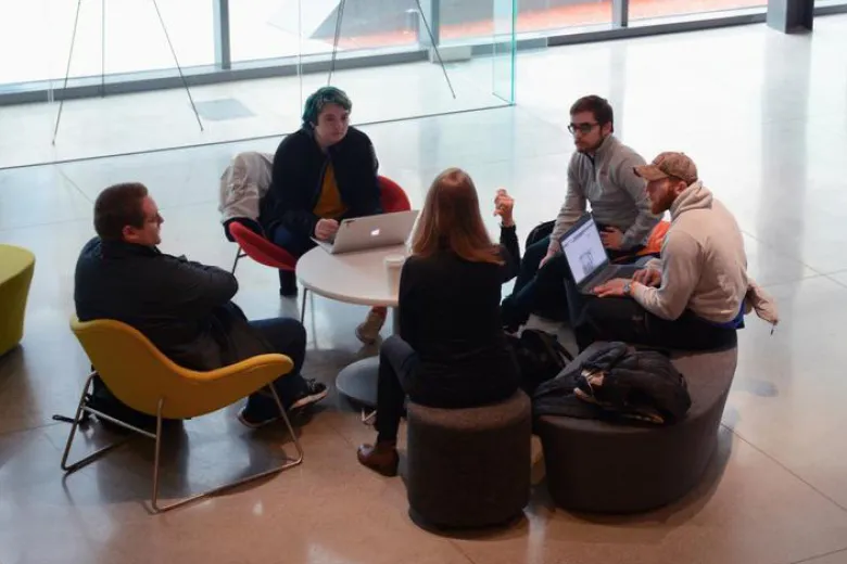 Students in a study area