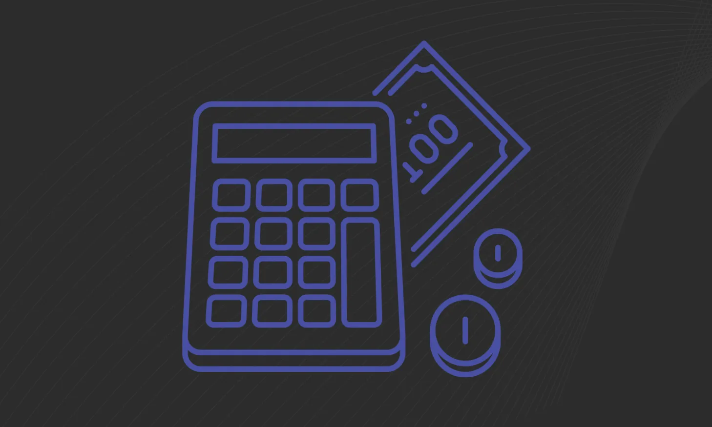 A graphic of a purple calculator on a black background