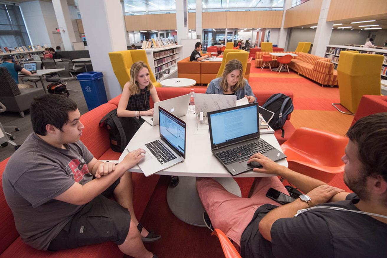 Students studying in the Library