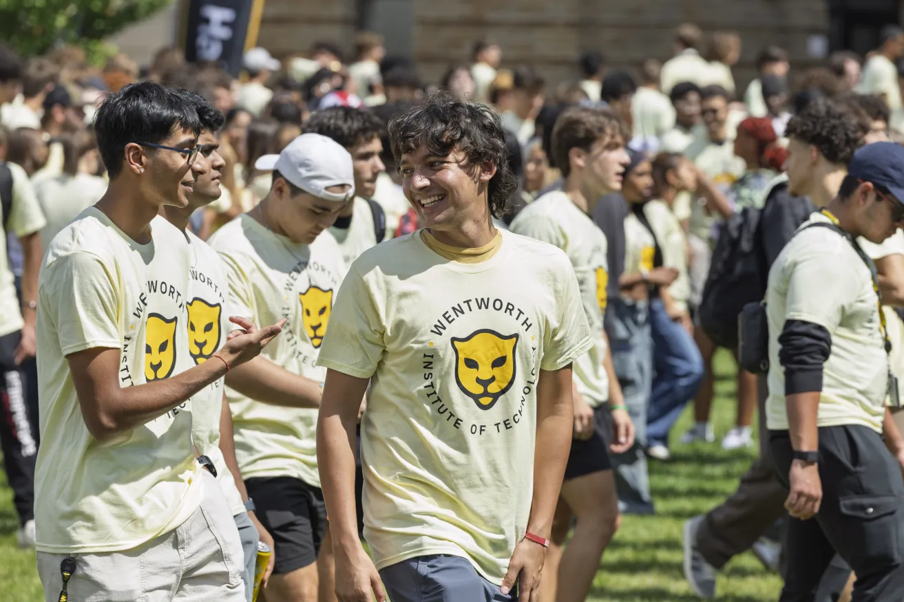 Two students at orientation 