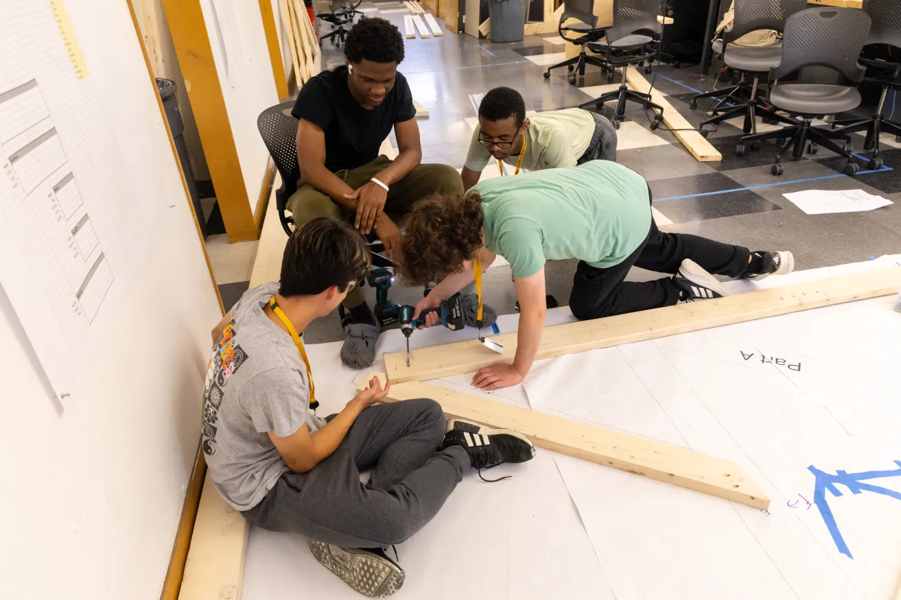 Students working on design build project